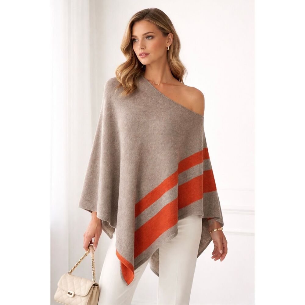 Celeste Wool Cashmere Poncho One Shoulder One Size Neutral